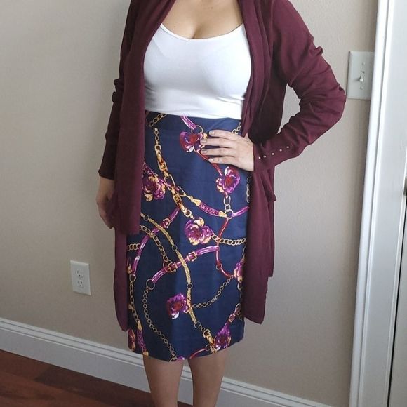 NWOT Charter Club Navy Equestrian Print Skirt - Picture 3 of 8